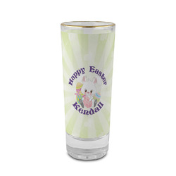 Easter Bunny 2 oz Shot Glass -  Glass with Gold Rim - Set of 4 (Personalized)