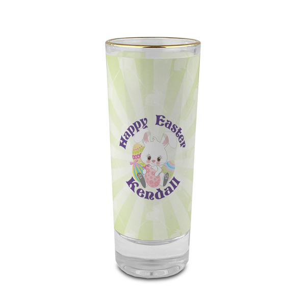 Custom Easter Bunny 2 oz Shot Glass -  Glass with Gold Rim - Single (Personalized)