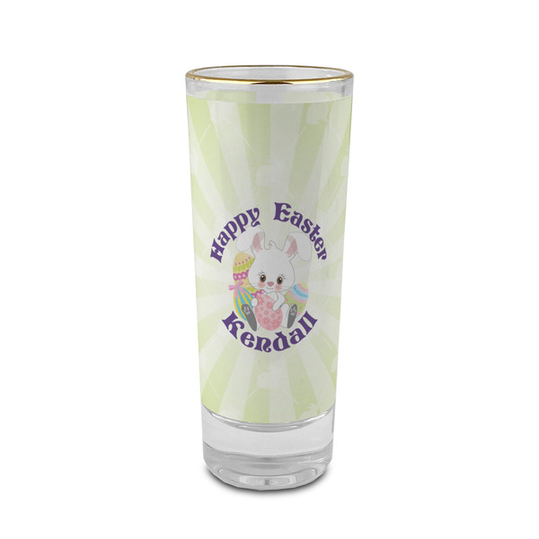 Custom Easter Bunny 2 oz Shot Glass -  Glass with Gold Rim - Set of 4 (Personalized)