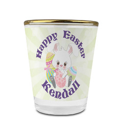 Easter Bunny Glass Shot Glass - 1.5 oz - with Gold Rim - Set of 4 (Personalized)