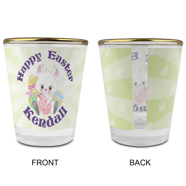 Easter Bunny Glass Shot Glass - with gold rim - APPROVAL