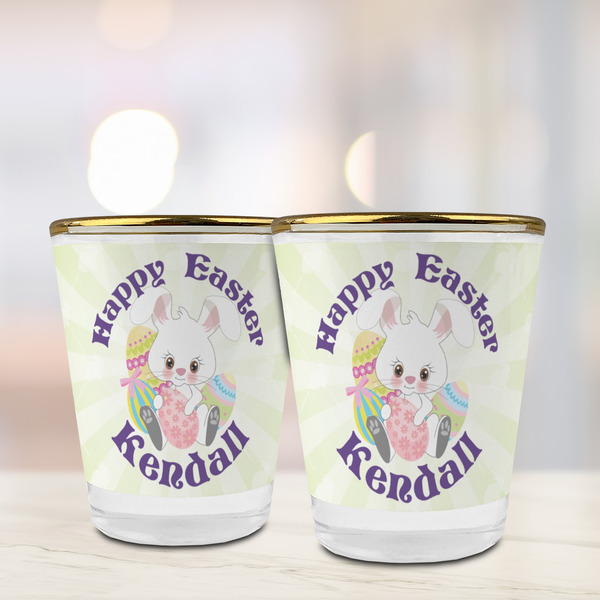 Easter Bunny Glass Shot Glass - with gold rim - LIFESTYLE