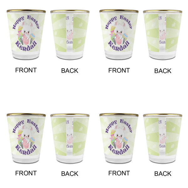 Easter Bunny Glass Shot Glass - with gold rim - Set of 4 - APPROVAL