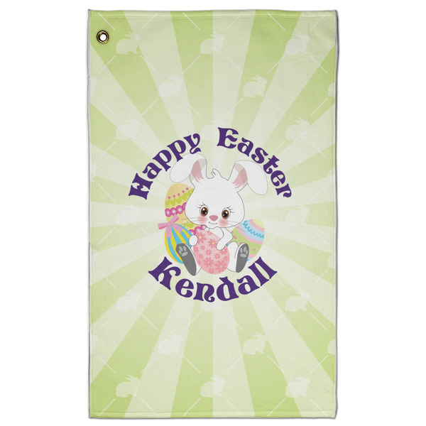 Custom Easter Bunny Golf Towel - Poly-Cotton Blend - Large w/ Name or Text