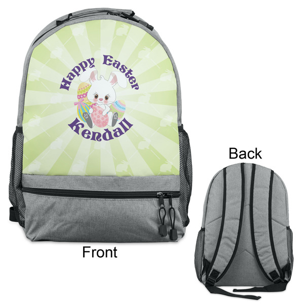 Easter Bunny Large Backpack - Gray - Front & Back View