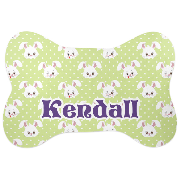 Custom Easter Bunny Bone Shaped Dog Food Mat (Large) (Personalized)