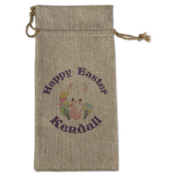 Easter Bunny Large Burlap Gift Bag - Front (Personalized)