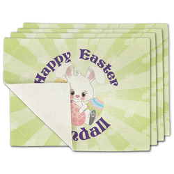 Easter Bunny Single-Sided Linen Placemat - Set of 4 w/ Name or Text
