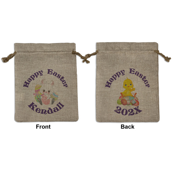 Custom Easter Bunny Medium Burlap Gift Bag - Front & Back (Personalized)
