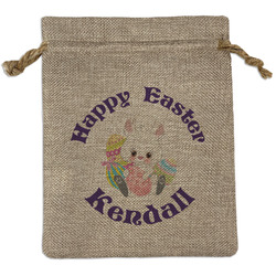 Easter Bunny Medium Burlap Gift Bag - Front (Personalized)