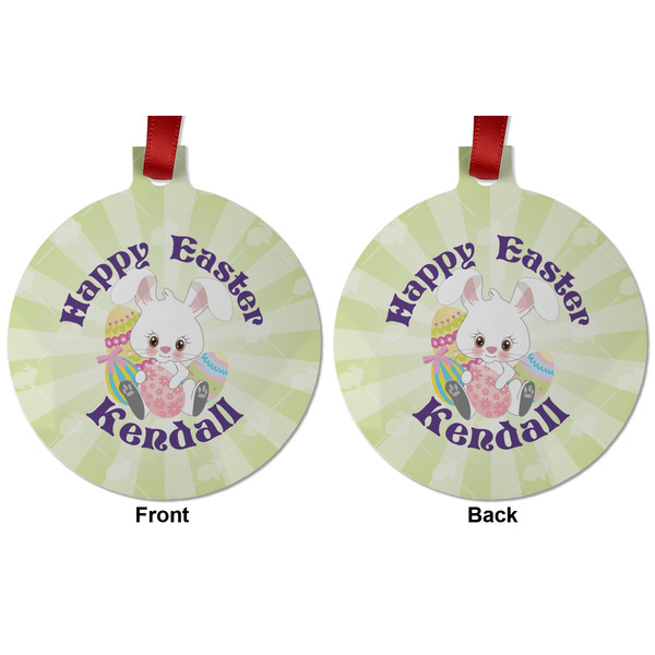 Easter Bunny Metal Ball Ornament - Front and Back