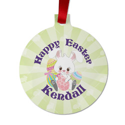 Easter Bunny Metal Ball Ornament - Double Sided w/ Name or Text