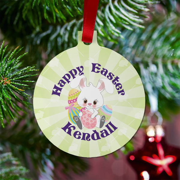 Easter Bunny Metal Ball Ornament - Lifestyle