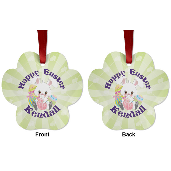 Easter Bunny Metal Paw Ornament - Front and Back