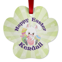 Easter Bunny Metal Paw Ornament - Double Sided w/ Name or Text