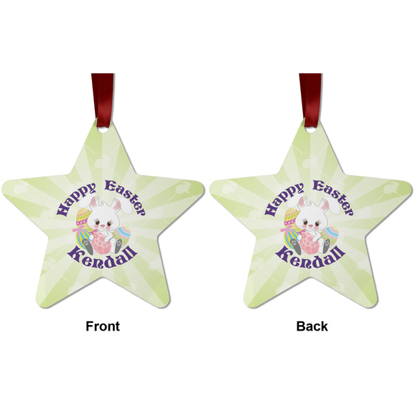 Easter Bunny Metal Star Ornament - Front and Back