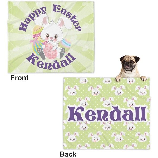 Easter Bunny Microfleece Dog Blanket - Large- Front & Back