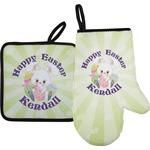 Easter Bunny Oven Mitt & Pot Holder Set w/ Name or Text