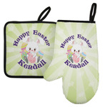 Easter Bunny Left Oven Mitt & Pot Holder Set w/ Name or Text