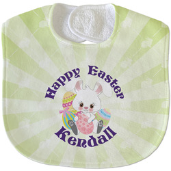 Easter Bunny Velour Baby Bib w/ Name or Text