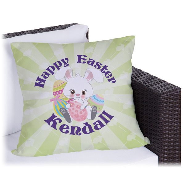 Custom Easter Bunny Outdoor Pillow - 16" (Personalized)