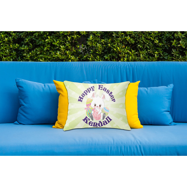 Easter Bunny Outdoor Throw Pillow  - LIFESTYLE (Rectangular - 20x14)