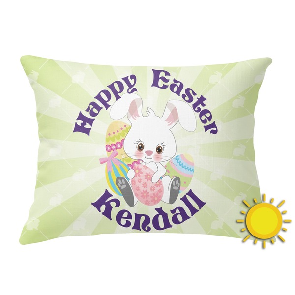 Custom Easter Bunny Outdoor Throw Pillow (Rectangular) (Personalized)