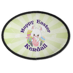 Easter Bunny Iron On Oval Patch w/ Name or Text