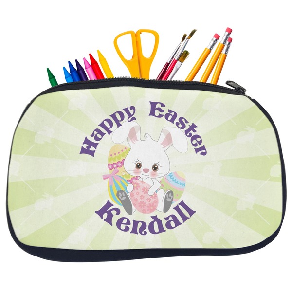 Custom Easter Bunny Neoprene Pencil Case - Medium w/ Name or Text