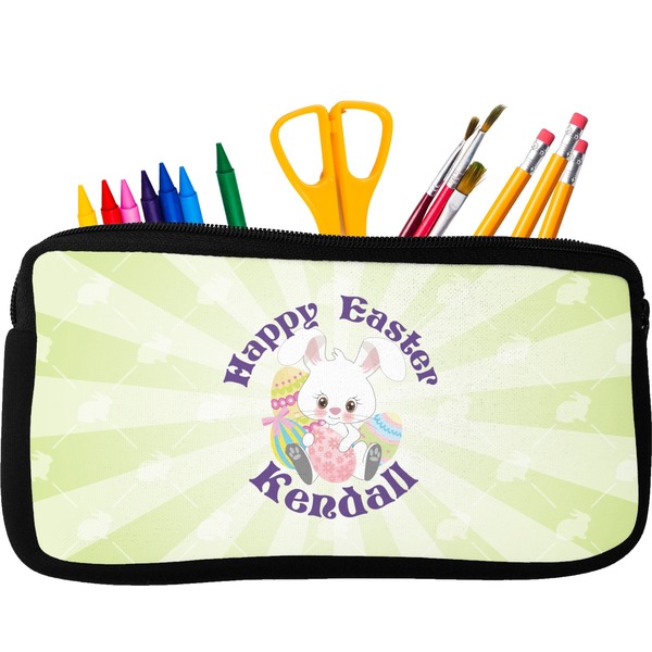 Custom Easter Bunny Neoprene Pencil Case - Small w/ Name or Text