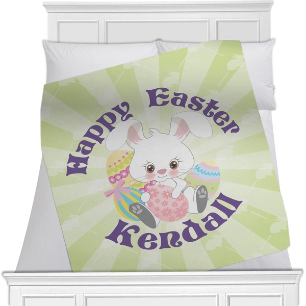 Custom Easter Bunny Minky Blanket - Twin / Full - 80"x60" - Single Sided (Personalized)