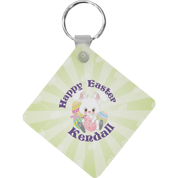 Custom Easter Bunny Diamond Plastic Keychain w/ Name or Text