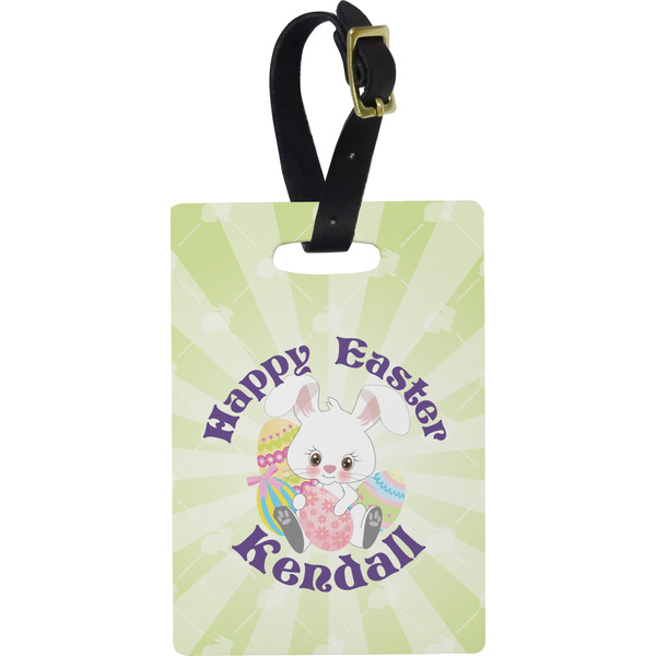 Custom Easter Bunny Plastic Luggage Tag - Rectangular w/ Name or Text