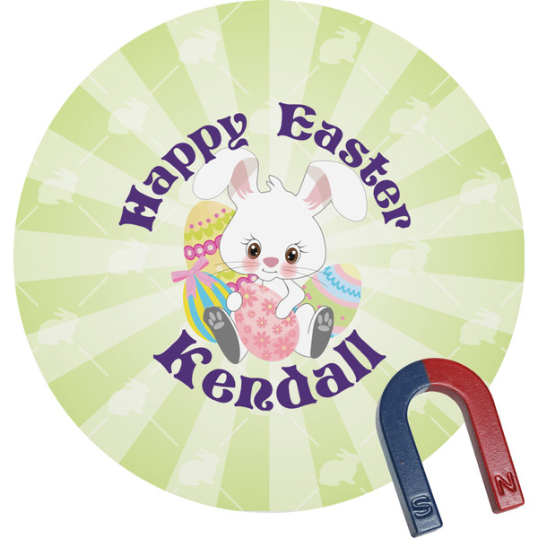 Custom Easter Bunny Round Fridge Magnet (Personalized)