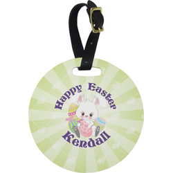 Easter Bunny Plastic Luggage Tag - Round (Personalized)