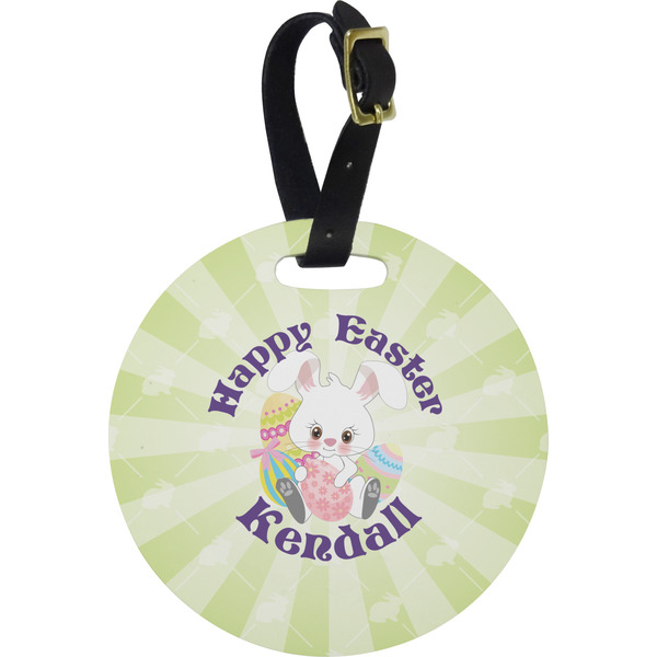 Custom Easter Bunny Plastic Luggage Tag - Round (Personalized)