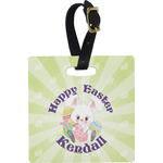 Easter Bunny Plastic Luggage Tag - Square w/ Name or Text