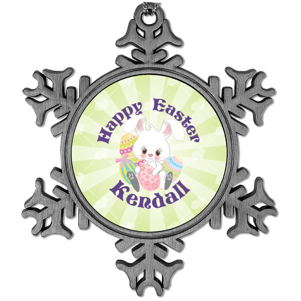 Custom Easter Bunny Vintage Snowflake Ornament (Personalized)