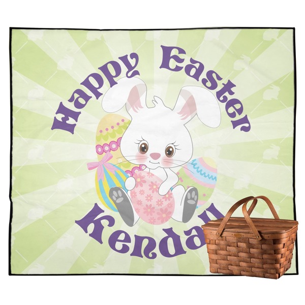 Custom Easter Bunny Outdoor Picnic Blanket (Personalized)