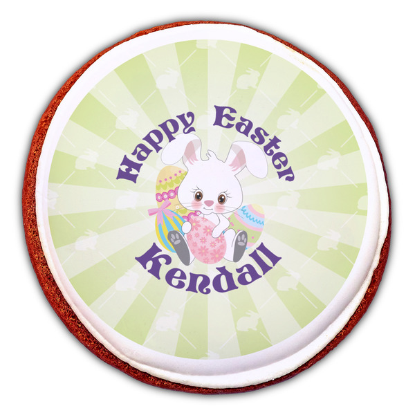 Easter Bunny Printed Icing Circle - Large - On Cookie