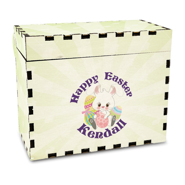 Custom Easter Bunny Wood Recipe Box - Full Color Print (Personalized)