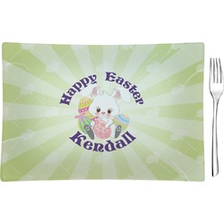 Easter Bunny Rectangular Glass Appetizer / Dessert Plate - Single or Set (Personalized)