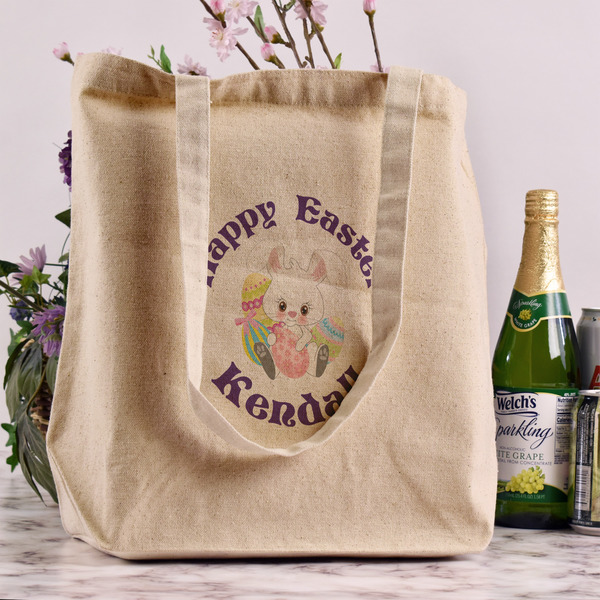 Easter Bunny Reusable Cotton Grocery Bag - In Context