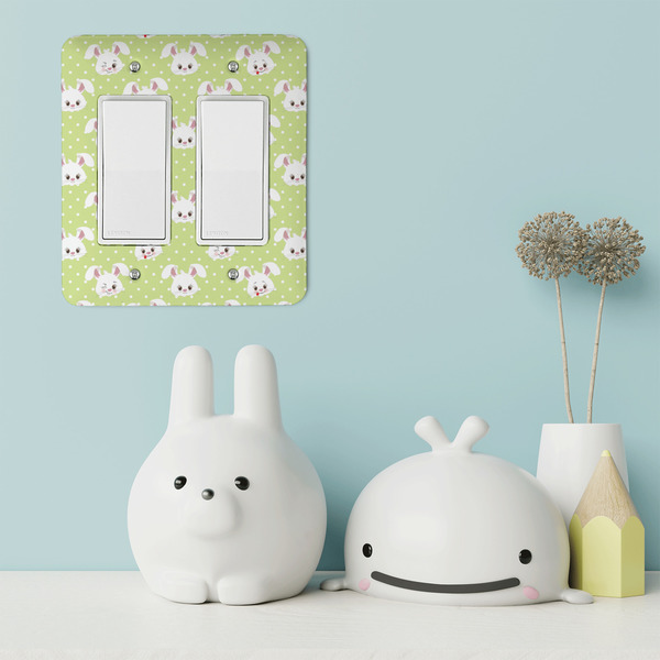 Easter Bunny Rocker Light Switch Covers - Double - IN CONTEXT