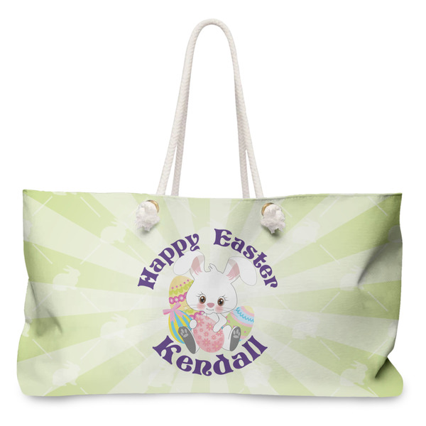 Custom Easter Bunny Large Tote Bag with Rope Handles (Personalized)