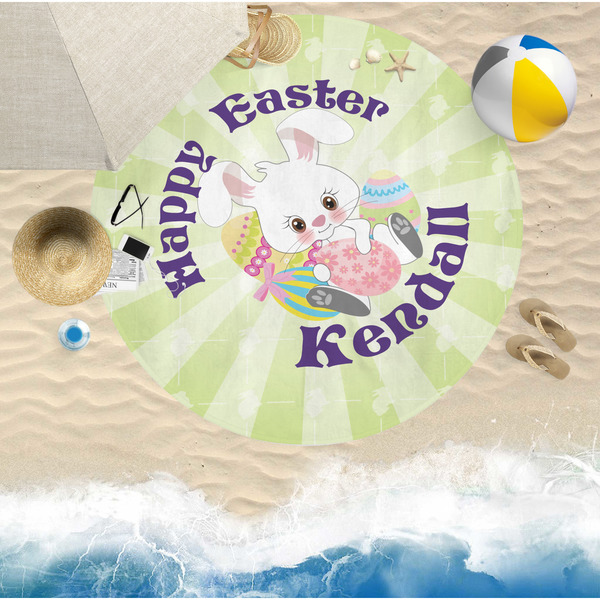 Easter Bunny Round Beach Towel Lifestyle