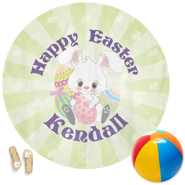 Custom Easter Bunny Round Beach Towel (Personalized)