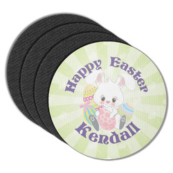 Easter Bunny Round Rubber Backed Coasters - Set of 4 (Personalized)