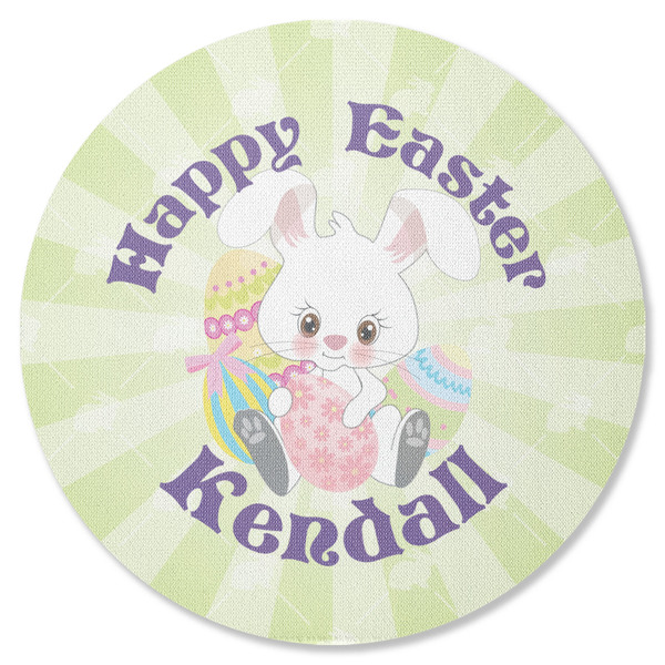 Custom Easter Bunny Round Rubber Backed Coaster (Personalized)