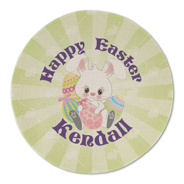 Custom Easter Bunny Round Linen Placemat - Single Sided (Personalized)